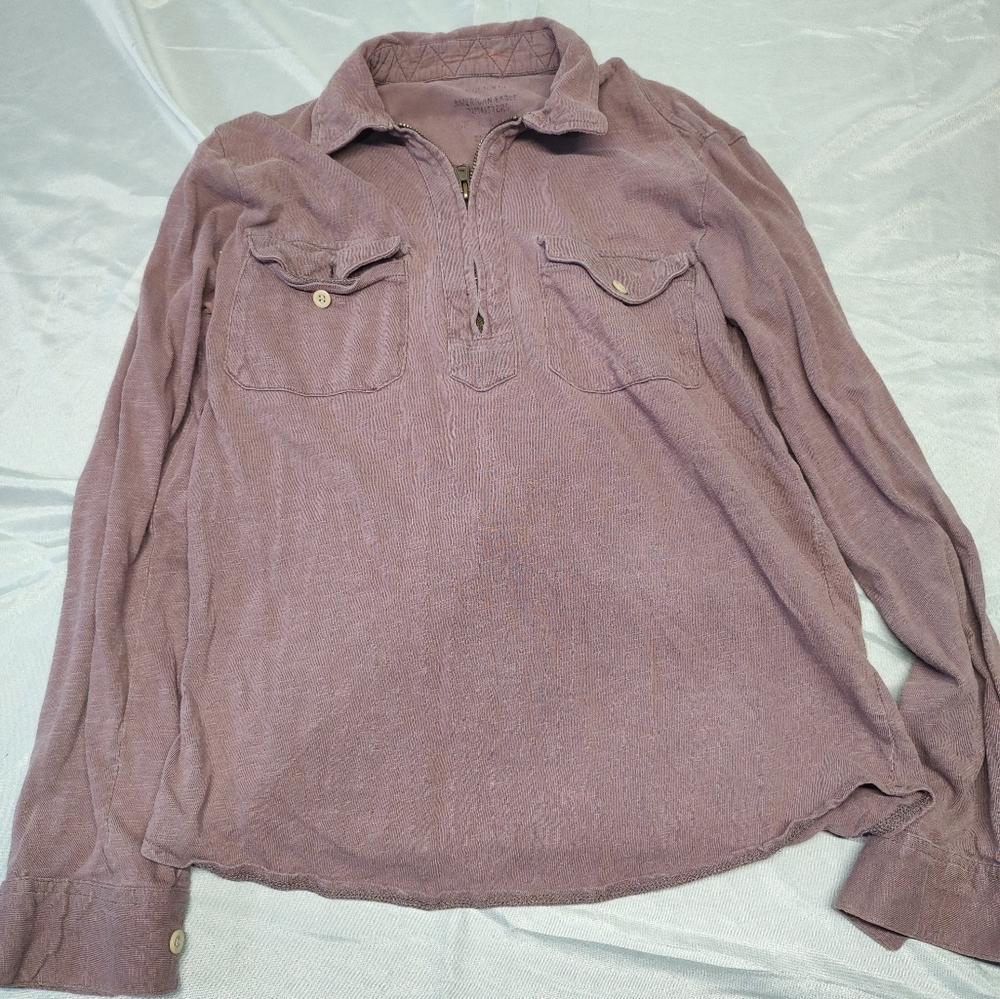 American Eagle Outfitters Purple Men's Quarter Zip Shirt Size XS